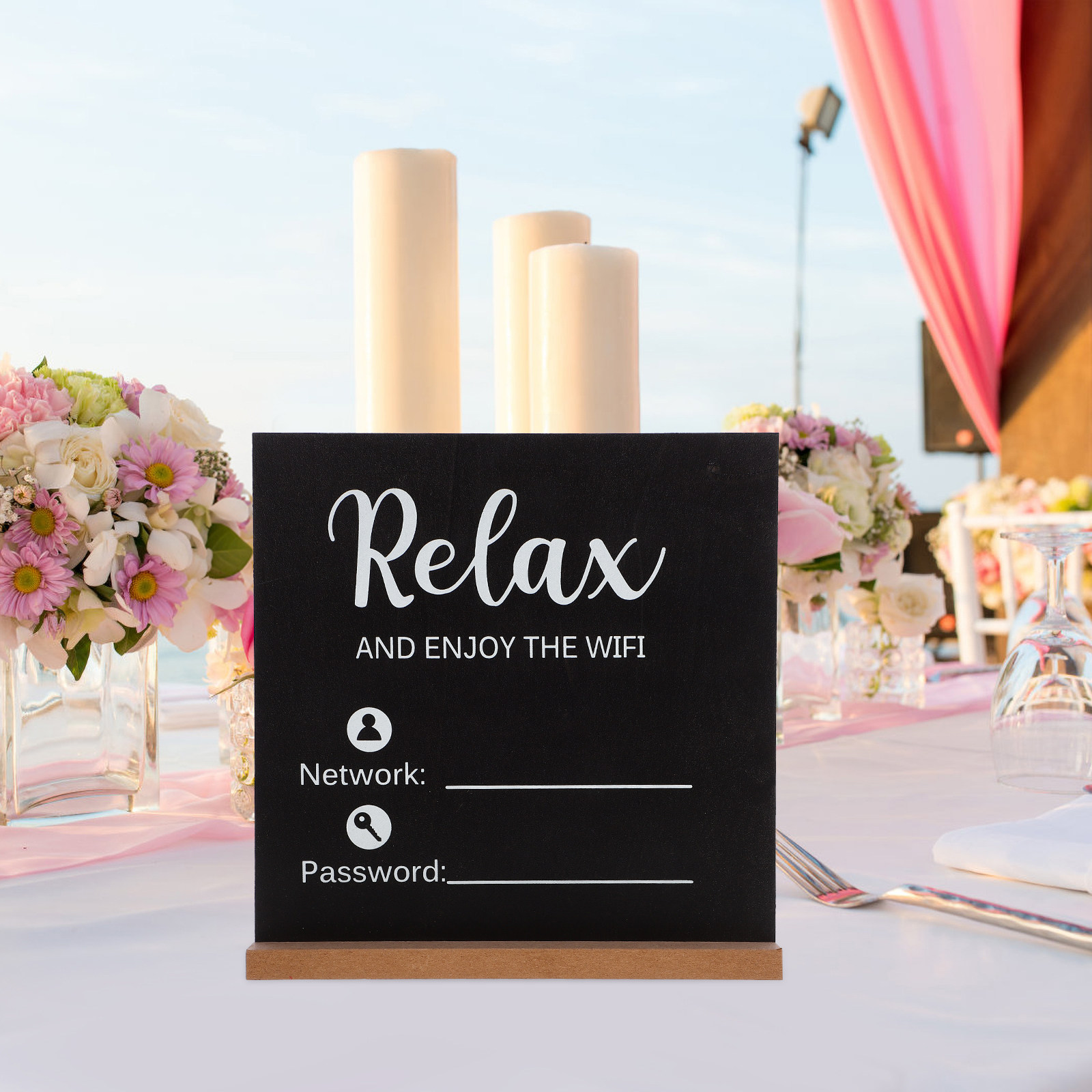 Home Office Guest Room - Wood WiFi Password Sign Board Modern