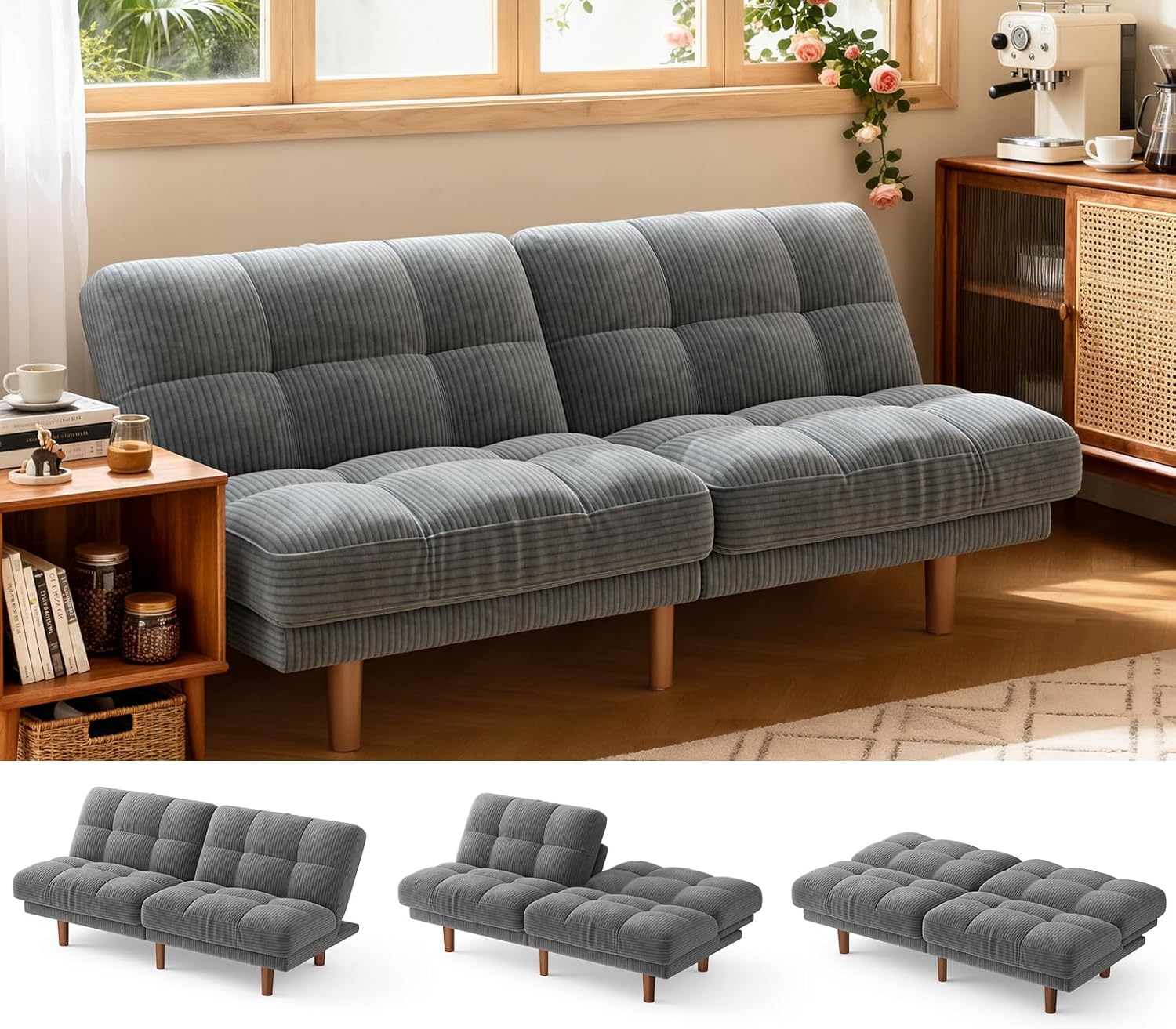 #Futon Sofa Bed Adjustable Bac - Home Office Guest Room 评论和价格