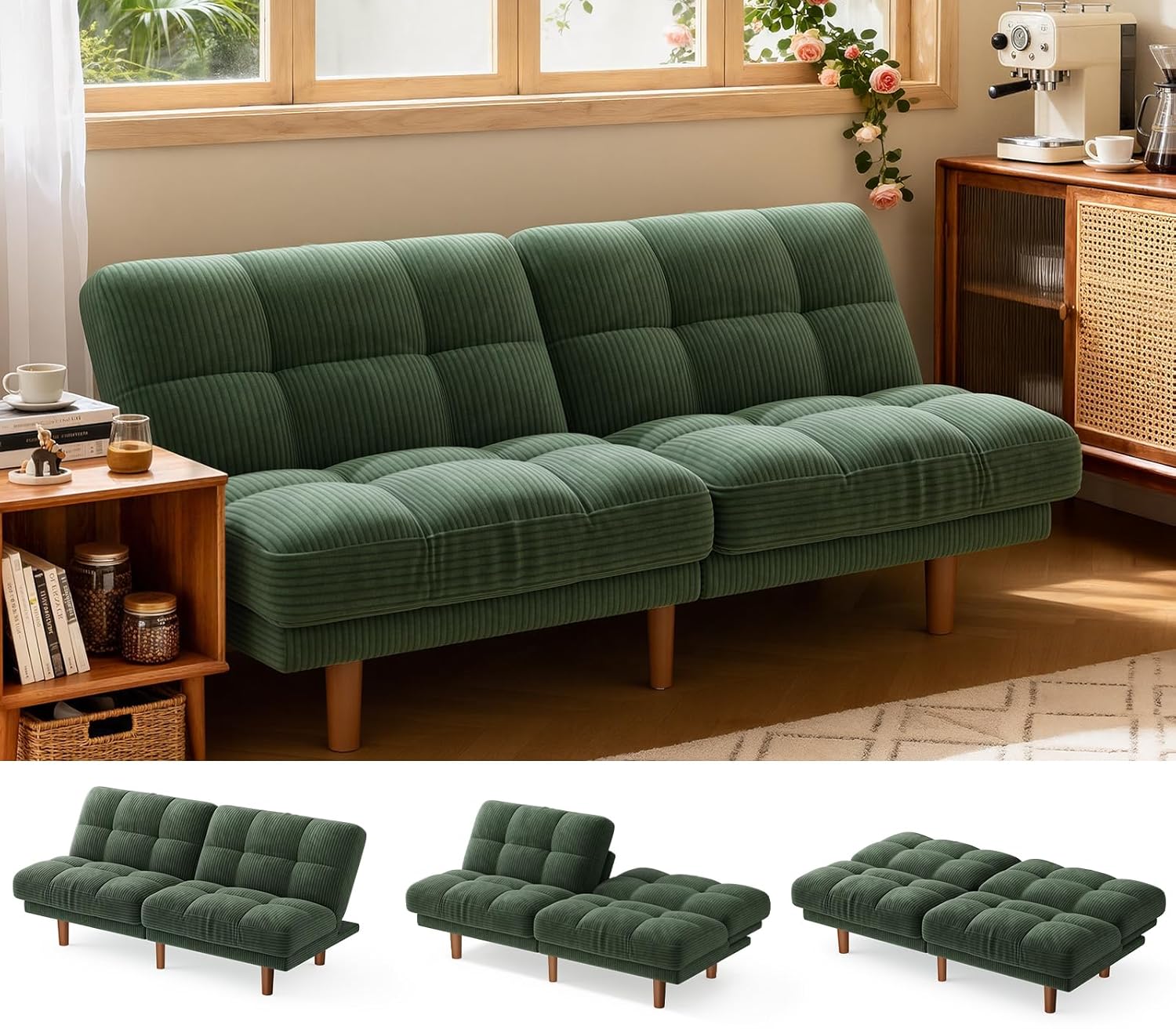 #Futon Sofa Bed Adjustable Bac - Home Office Guest Room 评论和价格