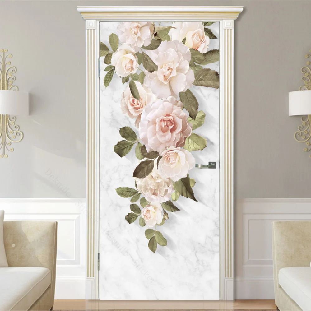 3D Door Sticker Leaf Plants Wa - Home Office Wallpaper 评论和价格