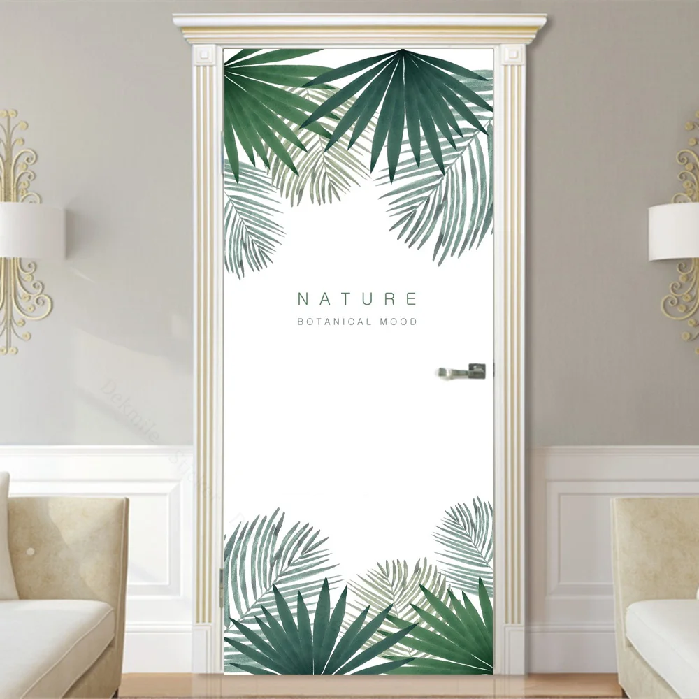 3D Door Sticker Leaf Plants Wa - Home Office Wallpaper 评论和价格