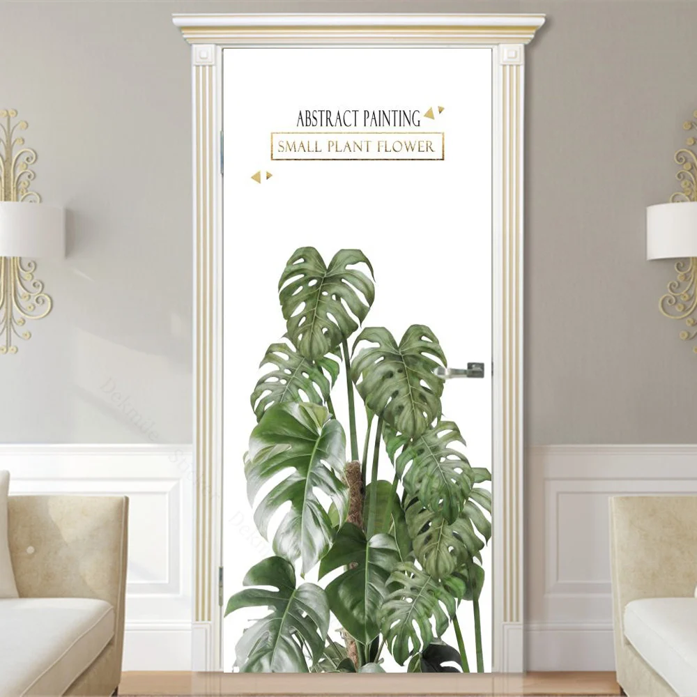 3D Door Sticker Leaf Plants Wa - Home Office Wallpaper 评论和价格