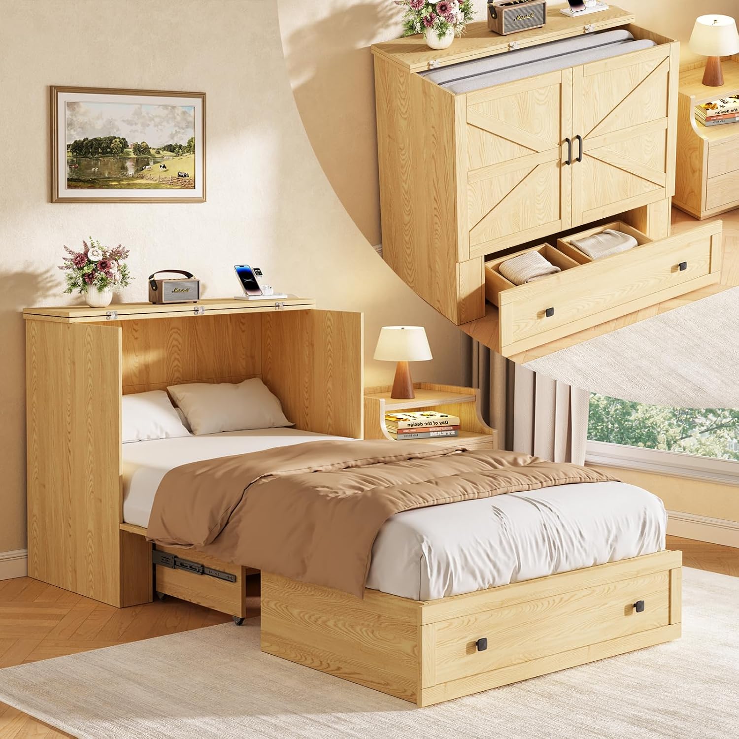 Space Saving Murphy Bed Chest  - Home Office Guest Room 评论和价格