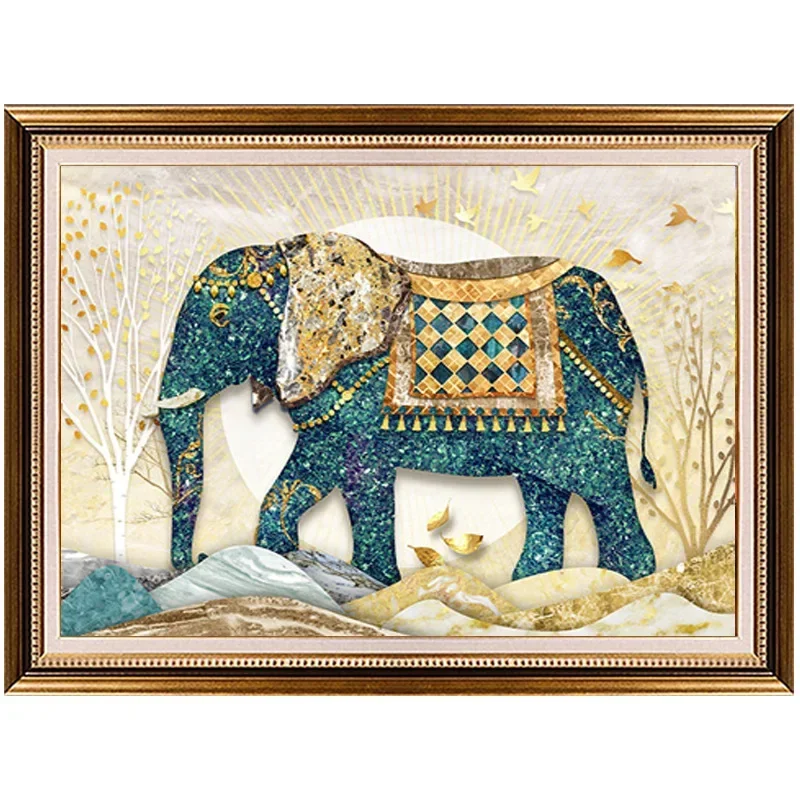 Glazed Elephant 5D Diamond Pai - Home Office Wallpaper 评论和价格