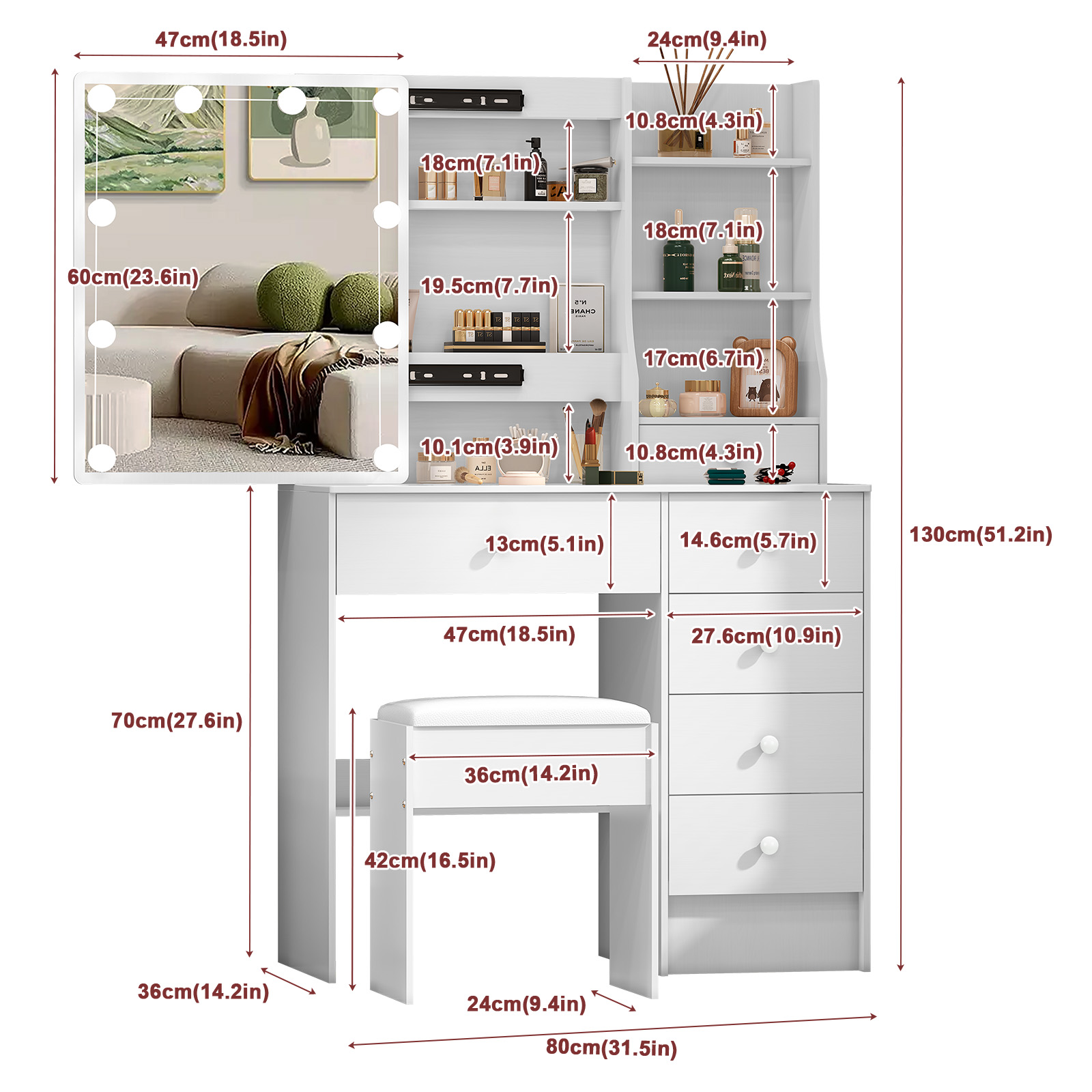 Modern White Bedroom Dressing  - Home Office Guest Room 评论和价格