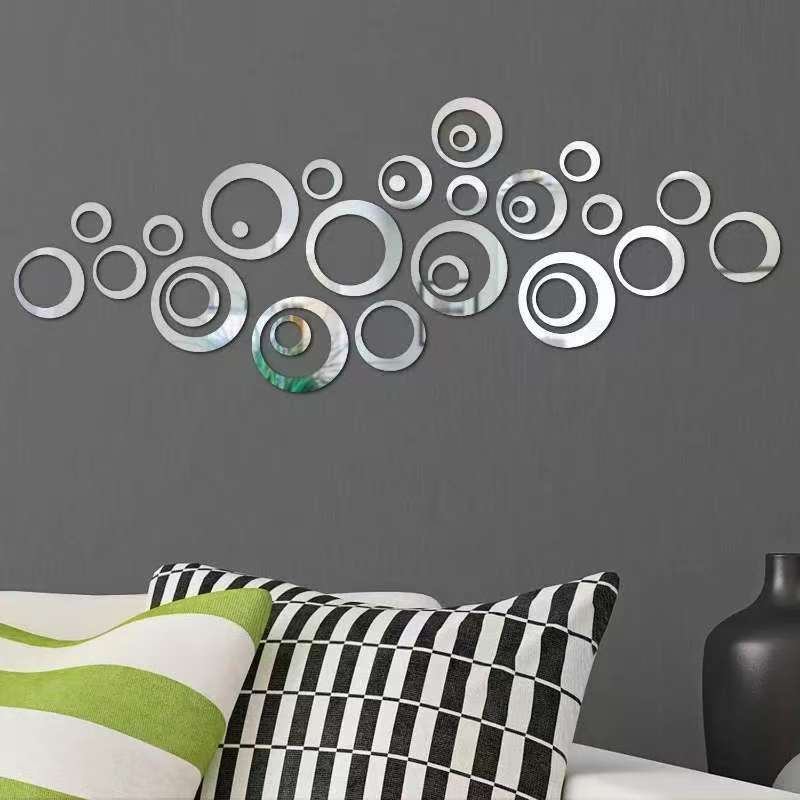 24pcs Circular Mirror Wall Sti - Home Office Wallpaper 评论和价格