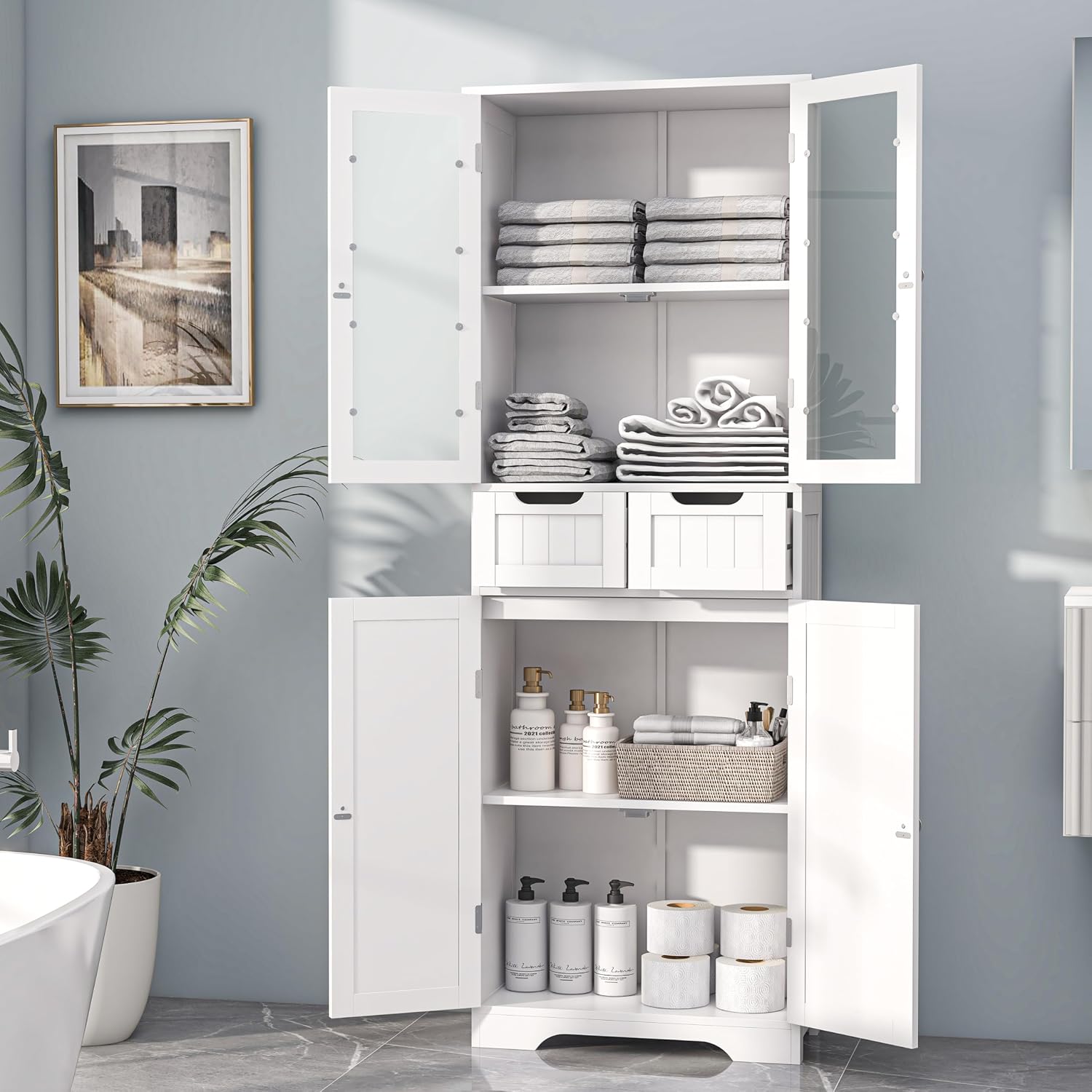 Tall Bathroom Storage Cabinet  - Home Office Furniture Sets 评论和价格