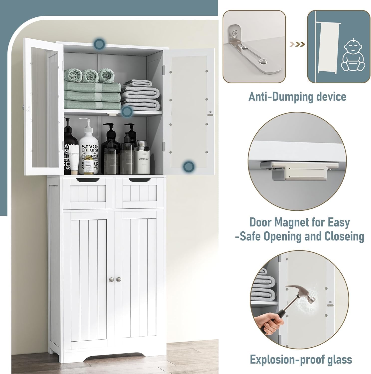 Tall Bathroom Storage Cabinet  - Home Office Furniture Sets 评论和价格