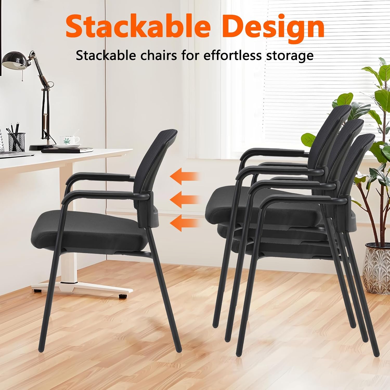 Black Stacking Chairs Stackabl - Home Office Guest Room 评论和价格